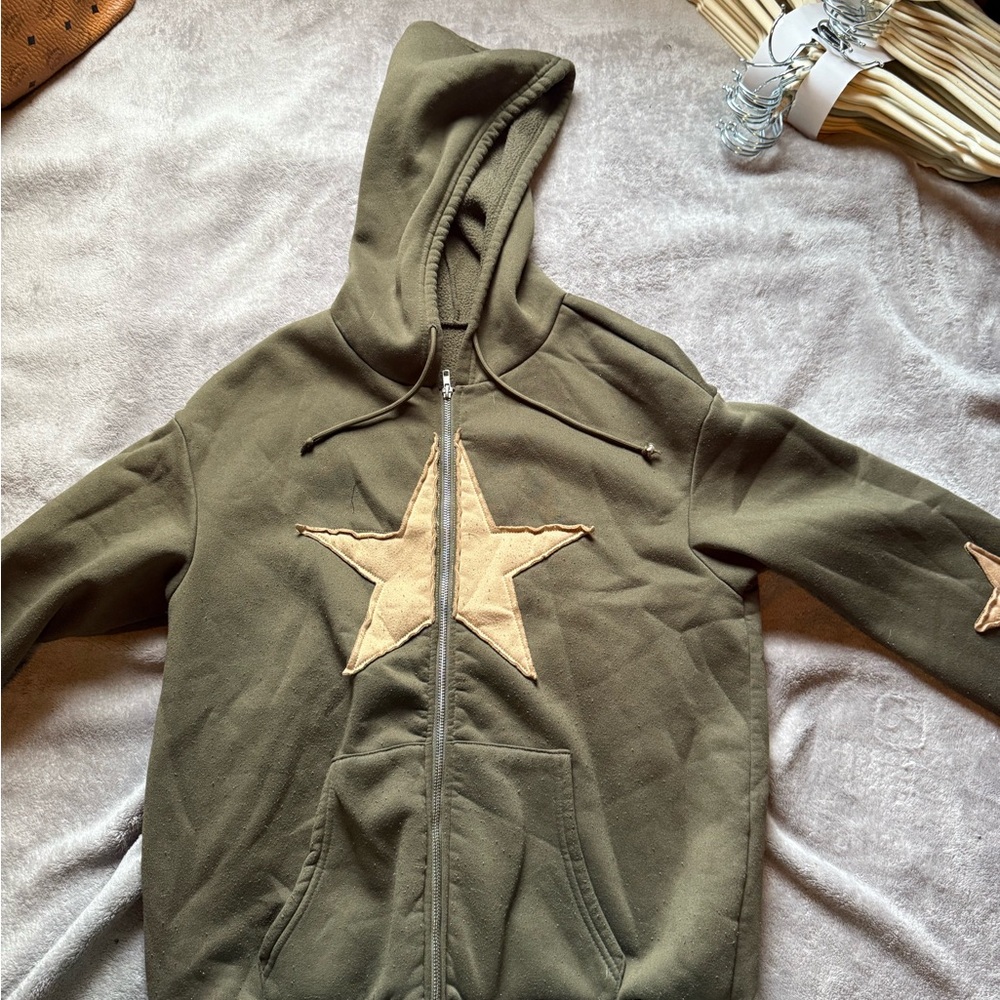 Olive Green Star Hoodie
